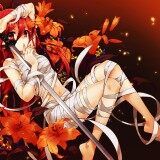 Konachan.com---200674-bandage-flowers-katana-long-hair-navel-nude-orange-red-eyes-red-hair-shakugan-no-shana-shana-sword-weapon-wentirtongmo480715e12be5d6ae71bcadfa4dfdac58