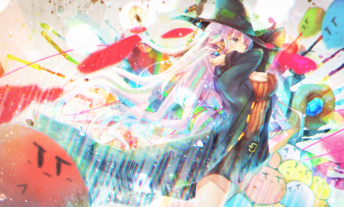 Konachan.com 200779 breasts cleavage cyanomirahi hat long hair original pink hair pointed ears witch