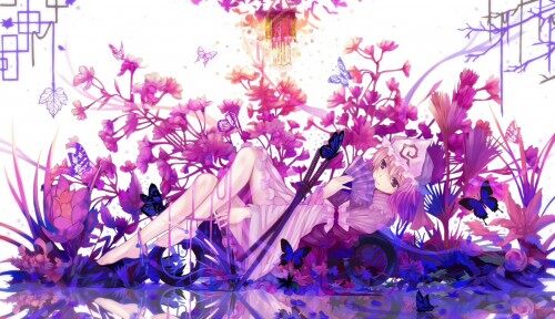 Konachan.com---200866-barefoot-butterfly-dead-line-dress-fan-flowers-hat-katana-pink-hair-purple-eyes-saigyouji-yuyuko-sword-touhou-weapondf1ea106c2d07afc034407b3a6975af7.jpg