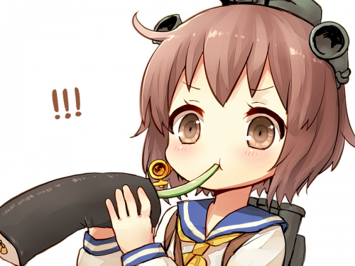 Konachan.com 201086 brown eyes brown hair close food headdress kantai collection sad fuka seifuku sh