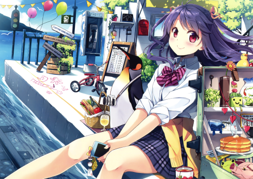 Konachan.com 201264 animal long hair natsume eri original phone red eyes scan seifuku skirt watere55