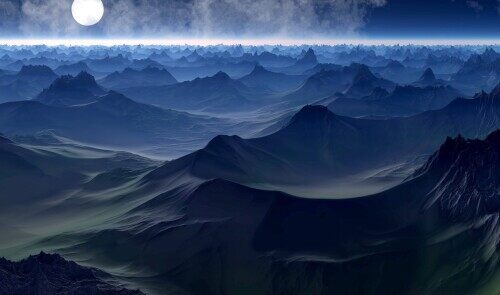 moon horizon planet surface hills landscape 24658
