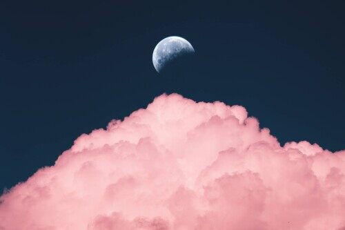 pink clouds moon shiny space 38265